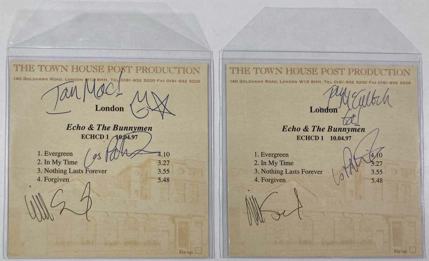 Lot 295 - ECHO AND THE BUNNYMEN - SIGNED CD COVERS.