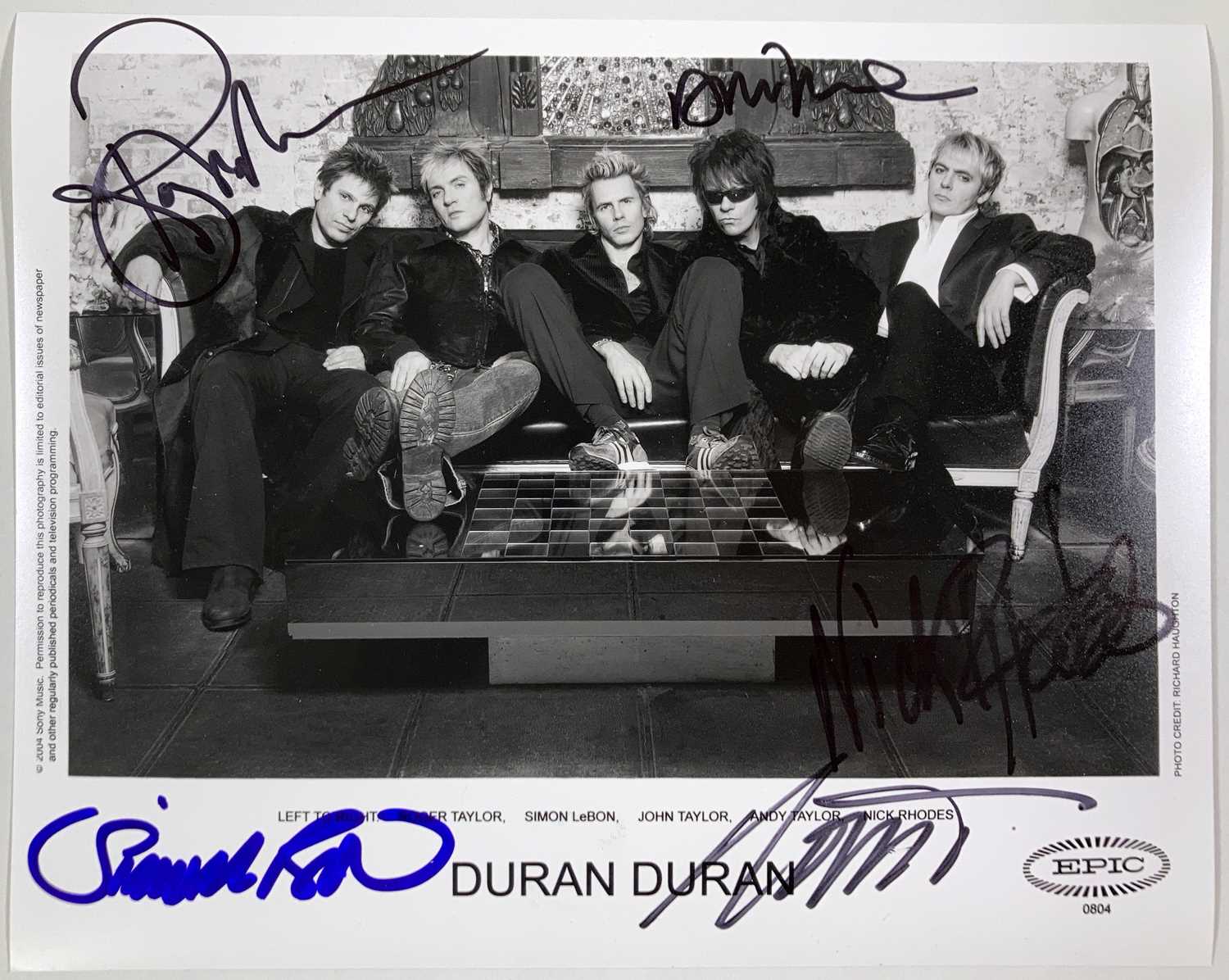 Lot 289 - DURAN DURAN SIGNED PHOTO.