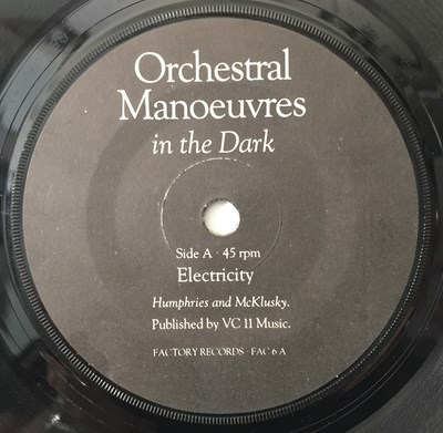 Lot 756 - ORCHESTRAL MANOUEVERS IN THE DARK - ELECTRICITY 7" (ORIGINAL UK 'BRAILLE' SLEEVE COPY - FACTORY FAC 6)