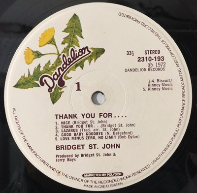 Lot 642 - BRIDGET ST. JOHN - THANK YOU FOR... LP (ORIGINAL UK COPY - SIGNED)