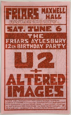 Lot 106 - FRIARS AYLEBURY HANDBILL - U2, 1981.