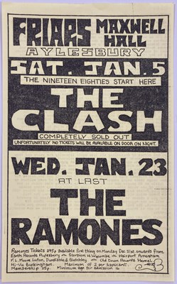 Lot 108 - FRIARS AYLESBURY HANDBILL - THE CLASH / THE RAMONES.