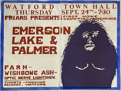 Lot 218 - EMERSON, LAKE AND PALMER - TWO PART 1970 CONCERT POSTER.