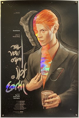 Lot 132 - DAVID BOWIE - THE MAN WHO FELL TO EARTH, MONDO FILM POSTER PRINT WITH COLOUR TITLE.