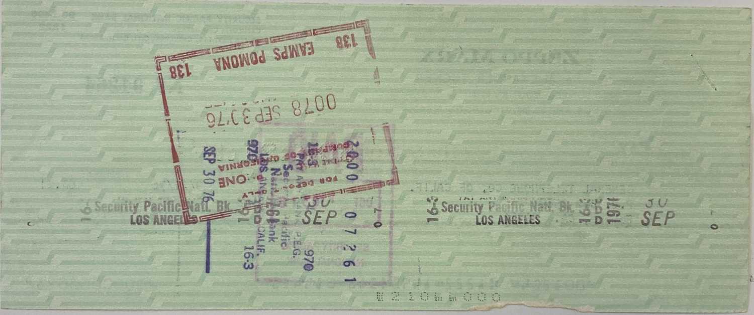 Lot 106 - ZEPPO MARX SIGNED CHEQUE