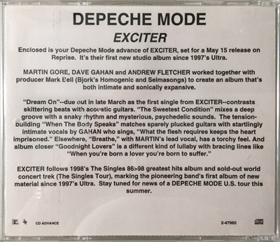 Lot 615 - DEPECHE MODE - EXCITER CD (US PROMO - MUTE - 2-47960)