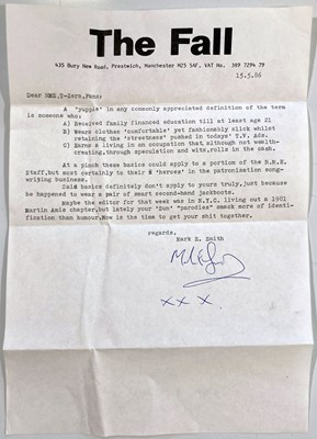 Lot 372 - MARK E. SMITH / THE FALL - MES SIGNED LETTER TO THE NME.