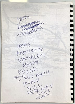 Lot 388 - THE FALL -  A TOUR ITINERARY WITH MARK E. SMITH HANDWRITTEN SET LIST.