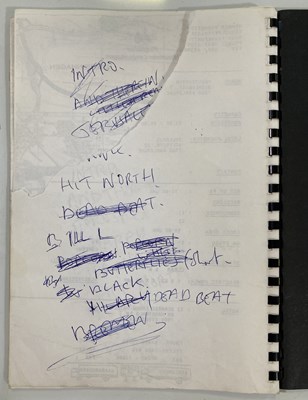 Lot 388 - THE FALL -  A TOUR ITINERARY WITH MARK E. SMITH HANDWRITTEN SET LIST.