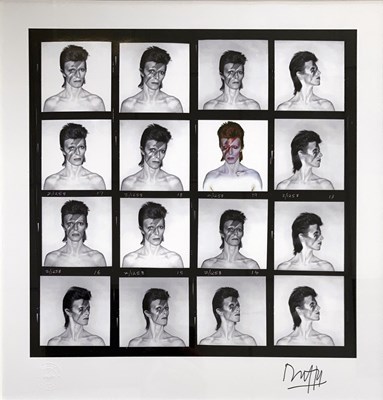 Lot 135 - DAVID BOWIE - A CONTACT SHEET SIGNED BY DUFFY.