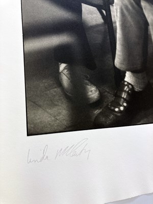 Lot 221 - LINDA MCCARTNEY - LIMITED EDITION PRINT WITH CERTIFICATE SIGNED BY PAUL MCCARTNEY, JOHN AND PAUL RECORDING, ABBEY ROAD, 1969.