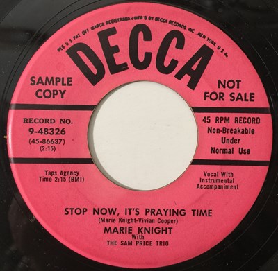Lot 27 - MARIE KNIGHT - I'M TROUBLED/ STOP NOW, IT'S PRAYING TIME 7" (US PROMO - GOSPEL/ SOUL - DECCA 9-48326)