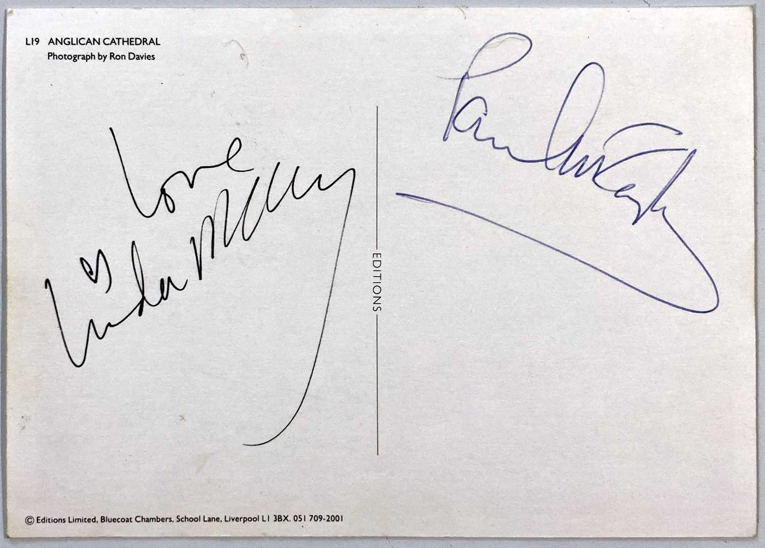 Lot 249 - PAUL AND LINDA MCCARTNEY SIGNED POSTCARD.