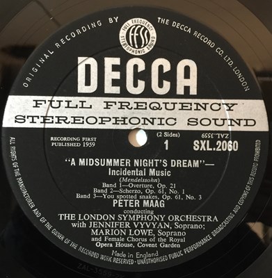 Lot 603 - PETER MAAG/LSO - MENDELSSOHN - A MIDSUMMER NIGHT'S DREAM LP (ORIGINAL DECCA UK STEREO EDITION - SXL 2060)