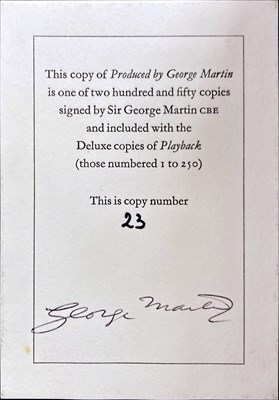 Lot 184 - GENESIS PUBLICATIONS - GEORGE MARTIN - PLAYBACK DELUXE COPY.