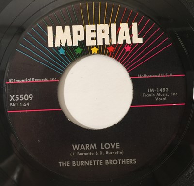 Lot 102 - THE BURNETTE BROTHERS - WARM LOVE / MY HONEY 7" (IMPERIAL - X5509)