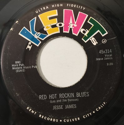 Lot 156 - JESSE JAMES - SOUTH'S GONNA RISE AGAIN/ RED HOT ROCKIN BLUES 7" (ROCKABILLY - KENT 45x314)