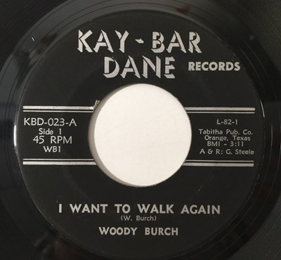 Lot 160 - WOODY BURCH - I WANT TO WALK AGAIN/ AQUAGELL BLUES 7" (US ROCKABILLY - KBD-023)