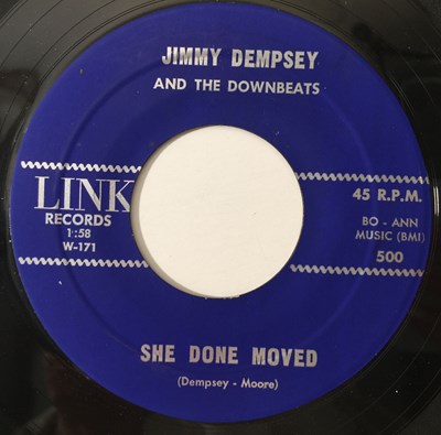 Lot 218 - JIMMY DEMPSEY - SHE DONE MOVED / CORNER DRUG STORE 7" (LINK RECORDS - W-172)