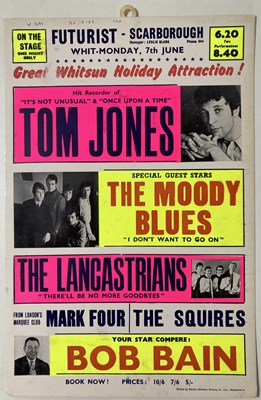 Lot 187 - MOODY BLUES / TOM JONES - ORIGINAL 1965 CONCERT POSTER.