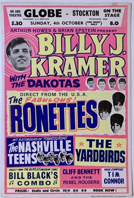 Lot 291 - THE YARDBIRDS, RONETTES, BILLY J KRAMER- ORIGINAL 1964 CONCERT POSTER.