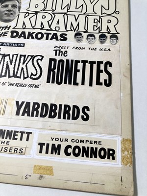 Lot 191 - THE KINKS / RONETTES / YARDBIRDS - ORIGINAL DESIGN BOARD FOR 1964 POSTER.