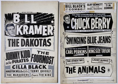 Lot 192 - CHUCK BERRY / CARL PERKINS / ANIMALS - ORIGINAL 1964 POSTER DESIGN BOARD.