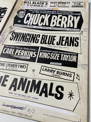 Lot 192 - CHUCK BERRY / CARL PERKINS / ANIMALS - ORIGINAL 1964 POSTER DESIGN BOARD.