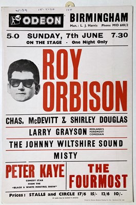 Lot 194 - ROY ORBISON / FOURMOST- ORIGINAL 1970 CONCERT POSTER.