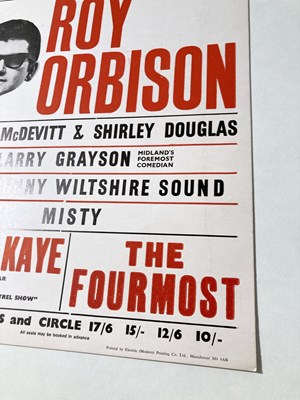 Lot 194 - ROY ORBISON / FOURMOST- ORIGINAL 1970 CONCERT POSTER.