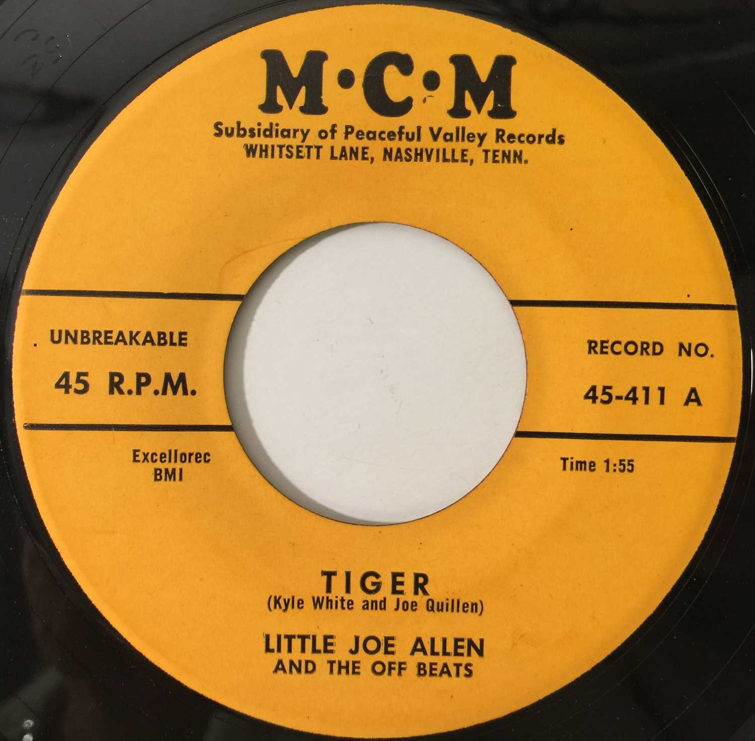 Lot 269 - LITTLE JOE ALLEN - TIGER / CAUSE I LOVE YOU 7" (M.C.M - 45-411)