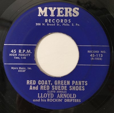 Lot 276 - LLOYD ARNOLD - RED COAT, GREEN PANTS And RED SUEDE SHOES / HANGOUT (MYERS RECORDS - 45-113)