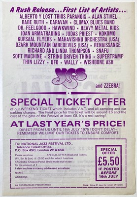 Lot 106 - READING FESTIVAL 1975 HANDBILL - THIN LIZZY / YES / HAWKWIND ETC.