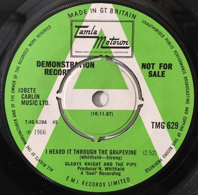 Lot 101 - GLADYS KNIGHT AND THE PIPS - I HEARD IT THROUGH THE GRAPEVINE 7" (UK DEMO - MOTOWN TMG 629)