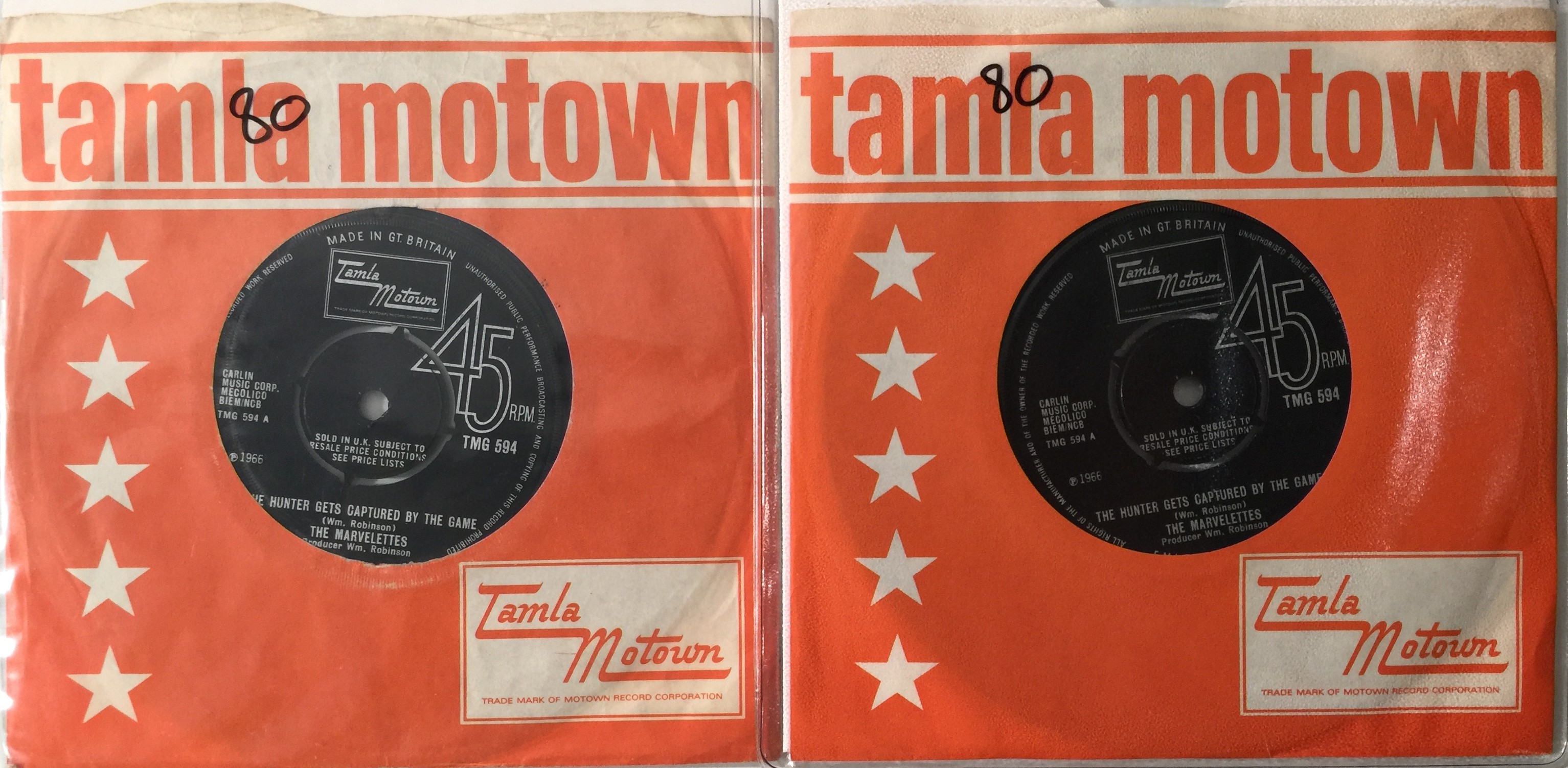 Lot 103 THE MARVELETTES THE HUNTER GETS CAPTURED 7"
