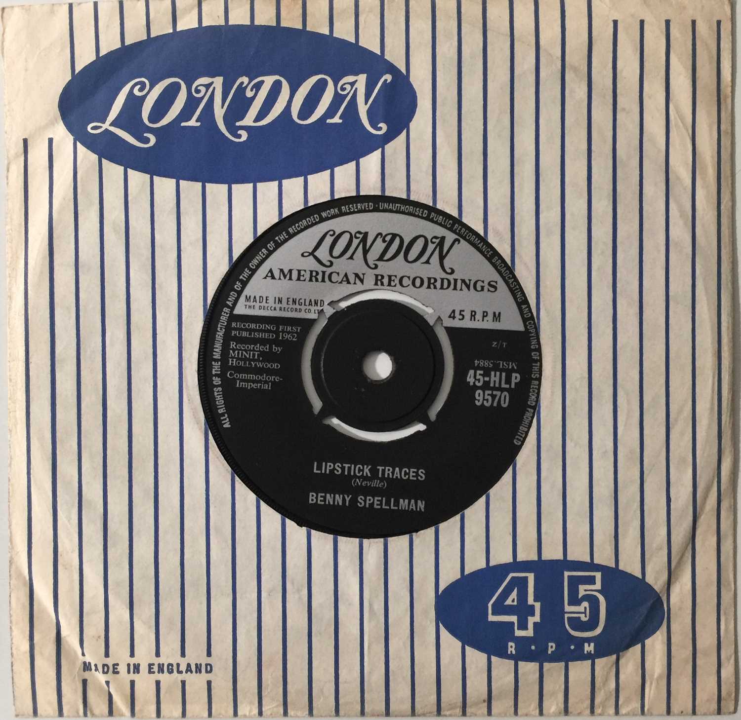 Lot 109 - BENNY SPELLMAN  LIPSTICK TRACES/ FORTUNE TELLER 7" (UK LONDON 45-HLP 9570)