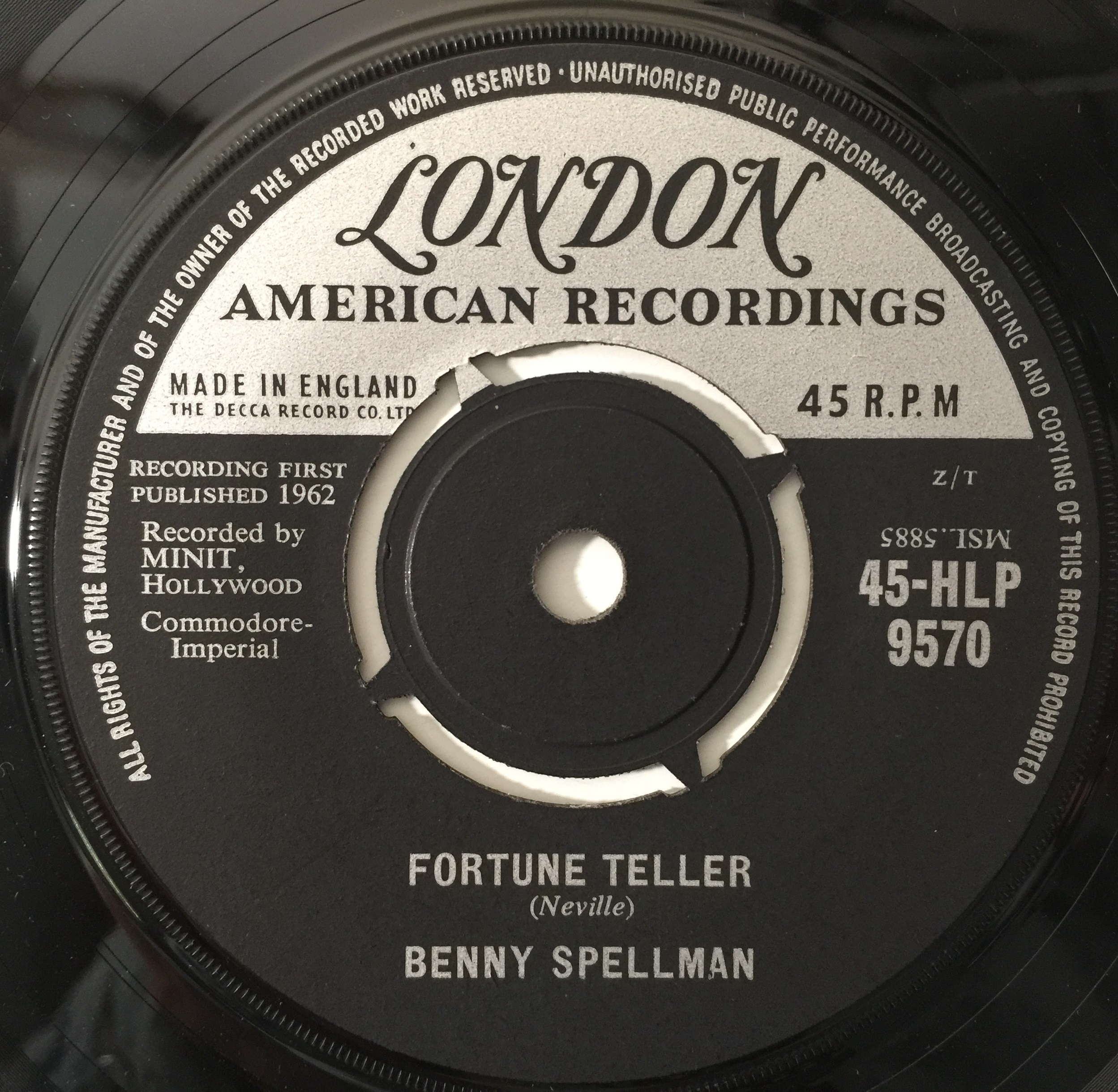 英7” Benny Spellman Lipstick Traces / Fortune Teller 45HLP9570 LONDON /00080 7