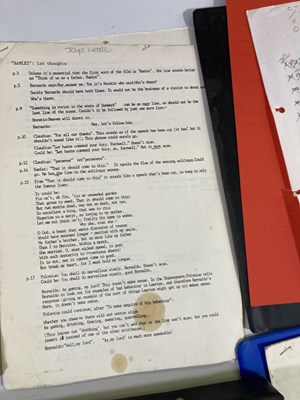 Lot 215 - HAMLET (1991) - COLLECTION OF ORIGINAL PRODUCTION DOCUMENTS AND IMAGES.