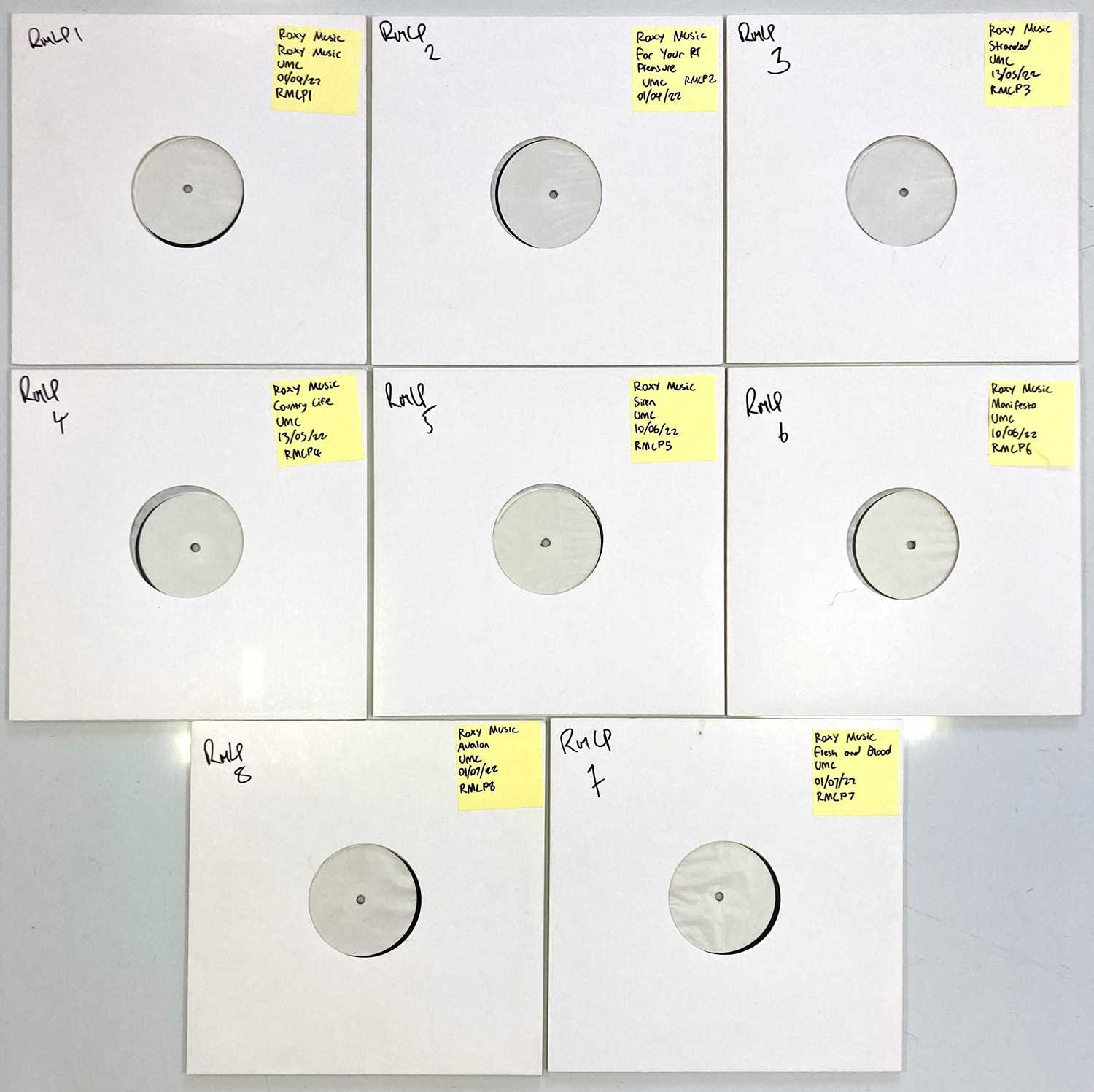 Lot 66 - ROXY MUSIC - COMPLETE STUDIO LP COLLECTION - WHITE LABEL TEST PRESSINGS -  2022 RELEASES (UMC).