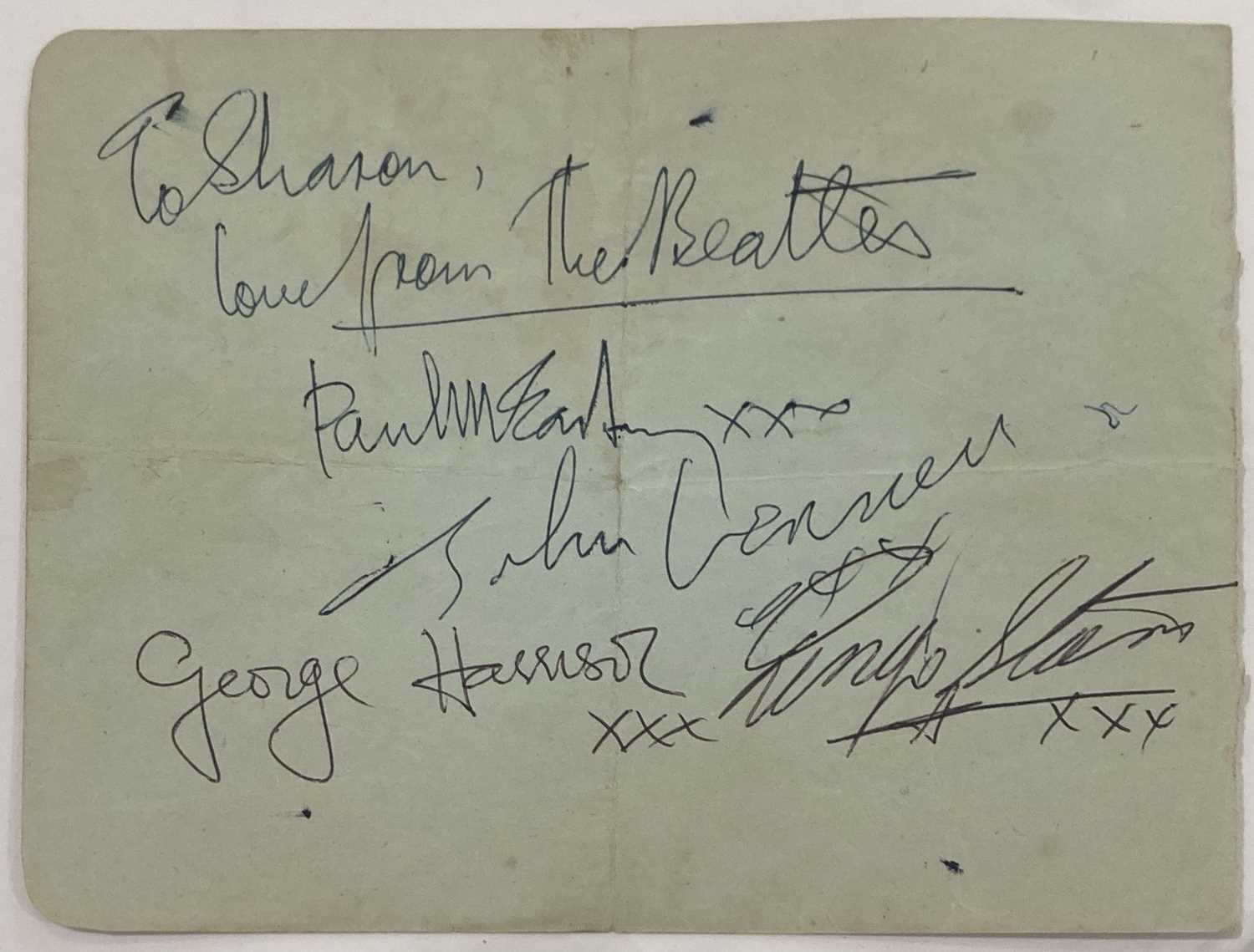 Lot 250 - THE BEATLES - A FULL SET OF AUTOGRAPHS.