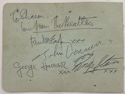 Lot 250 - THE BEATLES - A FULL SET OF AUTOGRAPHS.