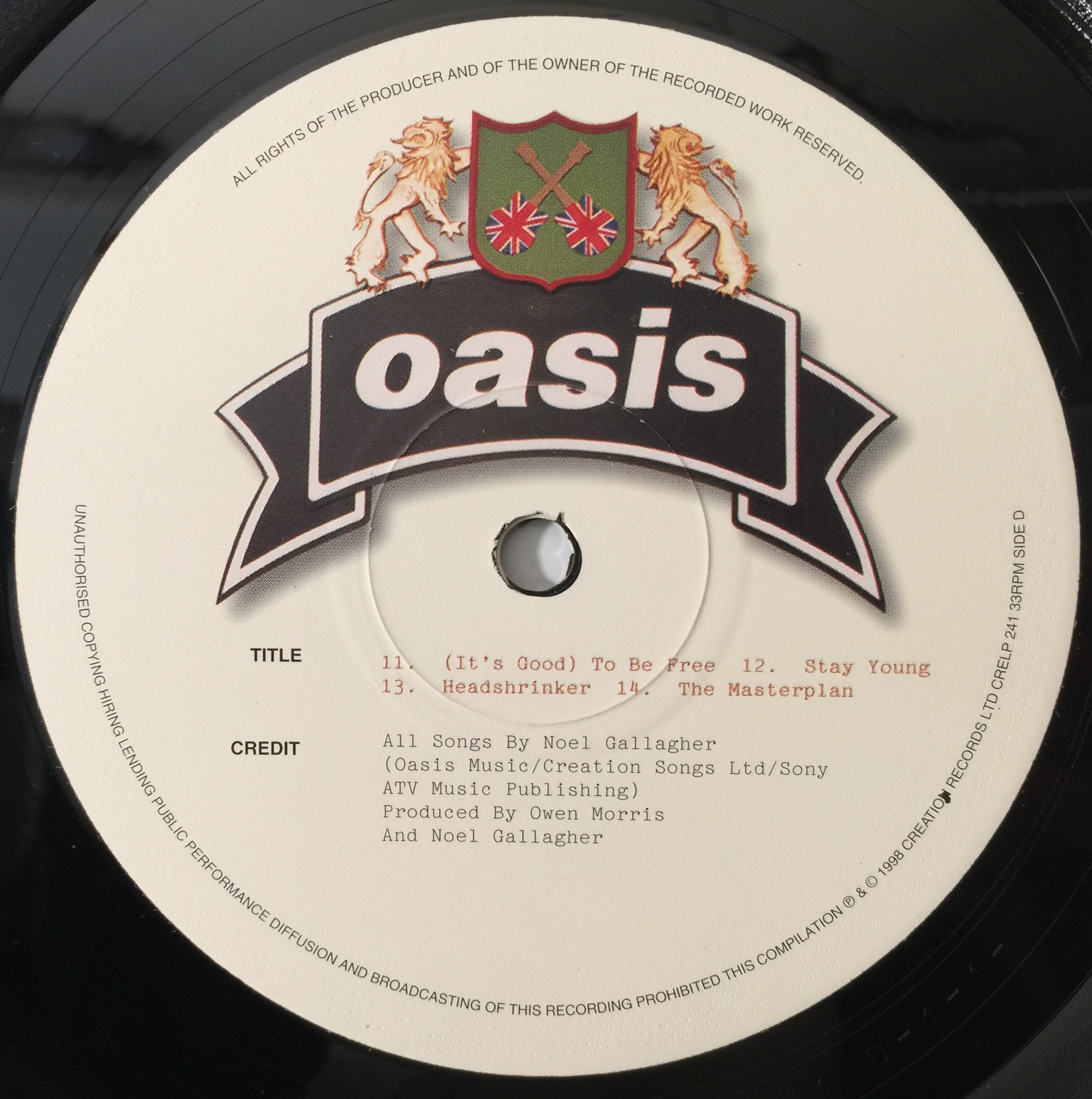 Lot 20 - OASIS - THE MASTERPLAN LP (UK OG PRESS -