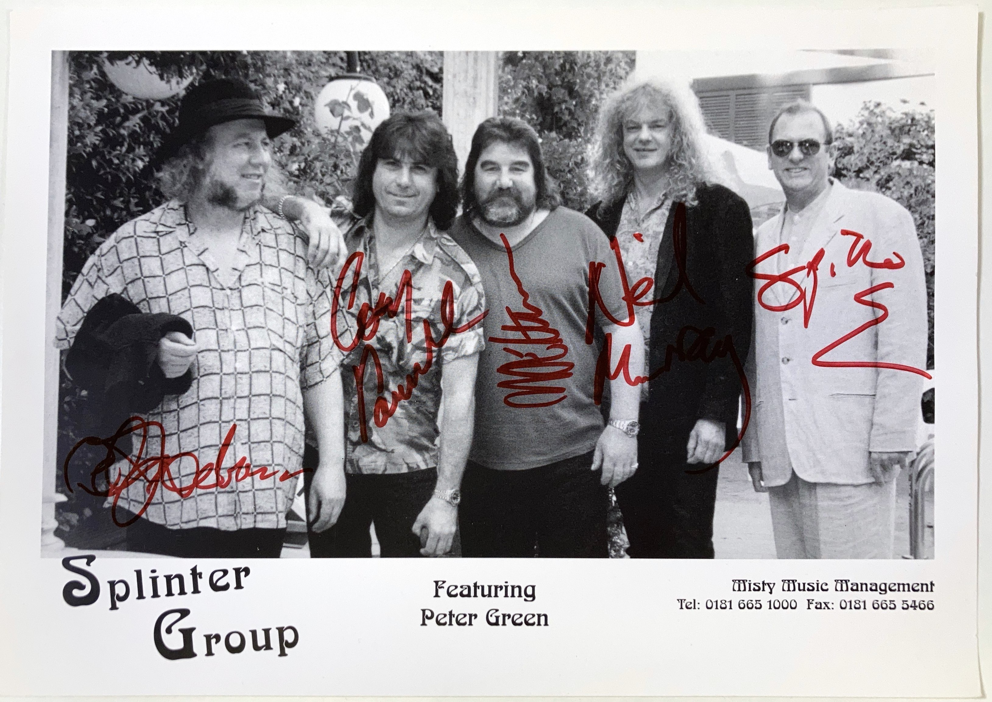 Splinter Group Lot 301 - PETER GREEN - SIGNED SPLINTER GROUP PHOTO.