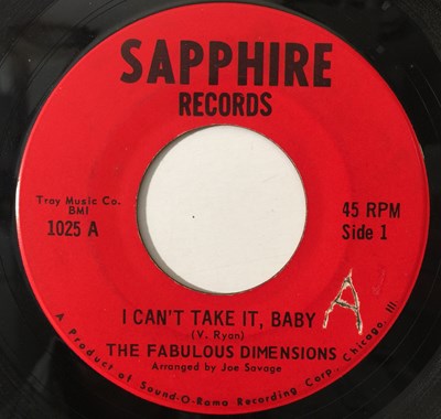 Lot 147 - THE FABULOUS DIMENSIONS - I CAN'T TAKE IT, BABY 7" (US SOUL - SAPPHIRE 1025)
