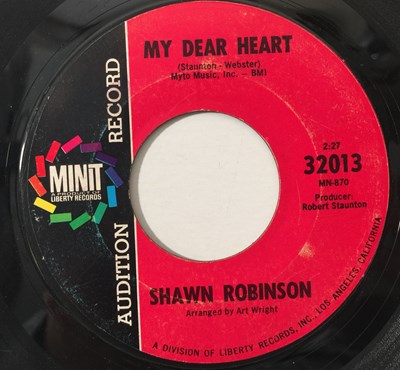 Lot 159 - SHAWN ROBINSON - MY DEAR HEART/ FIND LOVE RIGHT HERE 7" (US NORTHERN PROMO - MINIT 32013)