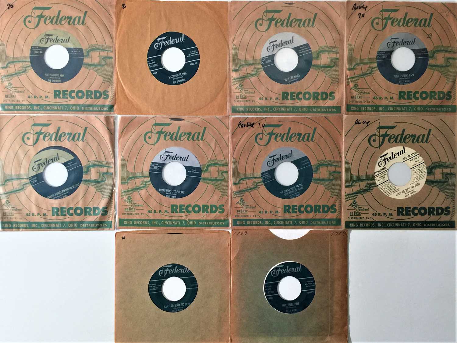 Lot 311 - BILLY WARD/ THE DOMINOES - 7" FEDERAL PACK