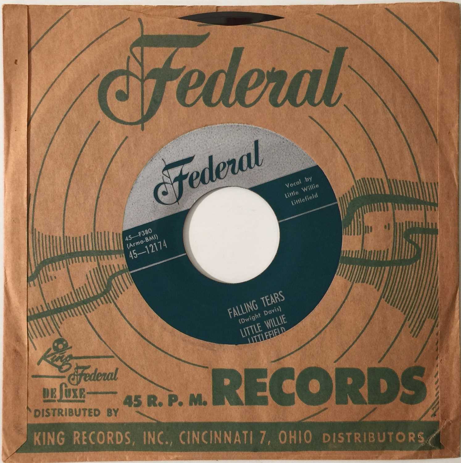 Lot 325 - LITTLE WILLIE LITTLEFIELD - FALLING TEARS/ GOOFY DUST BLUES 7" (R&B - FEDERAL 45-12174)