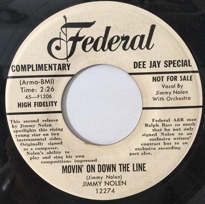 Lot 328 - JIMMY NOLEN - THE WAY YOU DO/ MOVIN' ON DOWN THE LINE 7" (US PROMO - FEDERAL 12274)