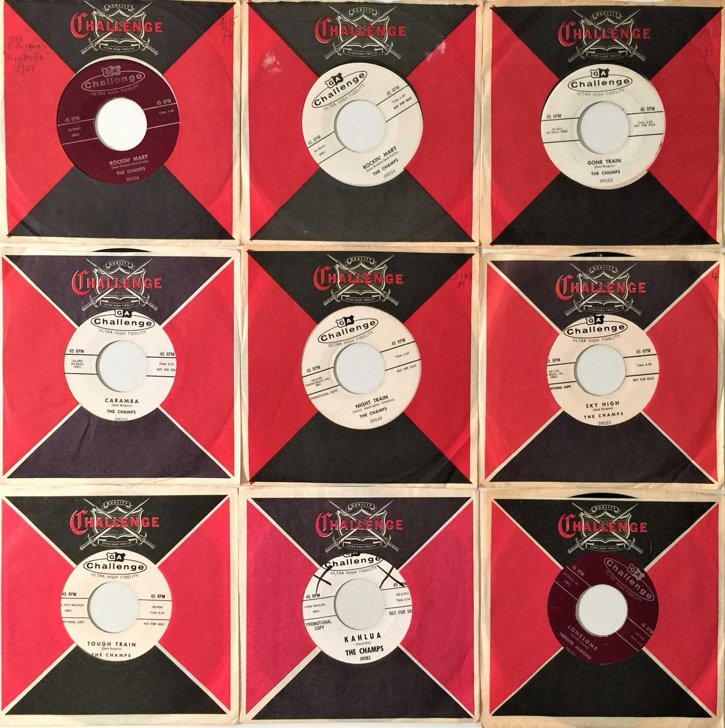 Champ Record Label Lot 332 - THE CHAMPS/ CHALLENGE RECORDS - 7