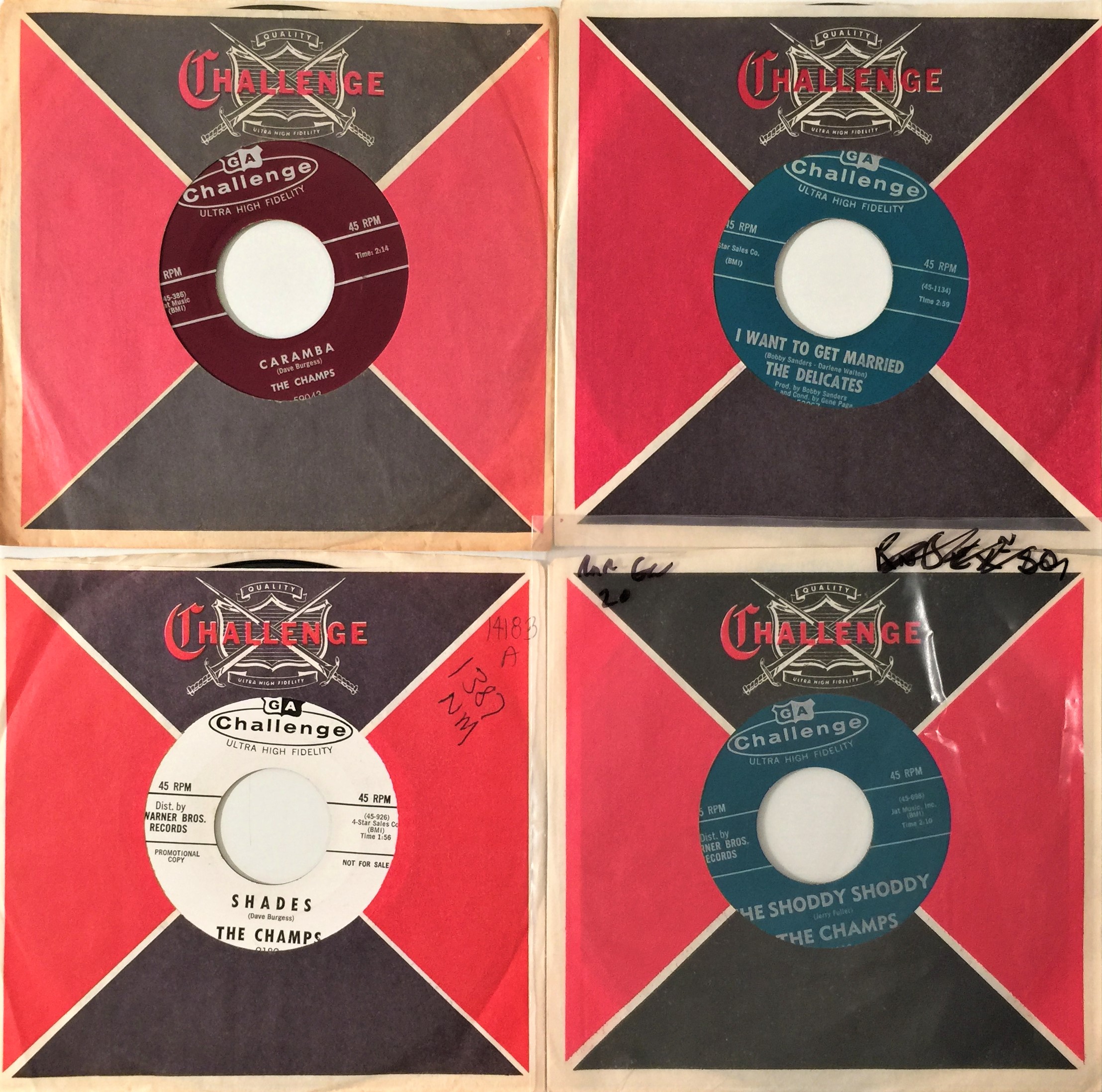 Champ Record Label Lot 332 - THE CHAMPS/ CHALLENGE RECORDS - 7